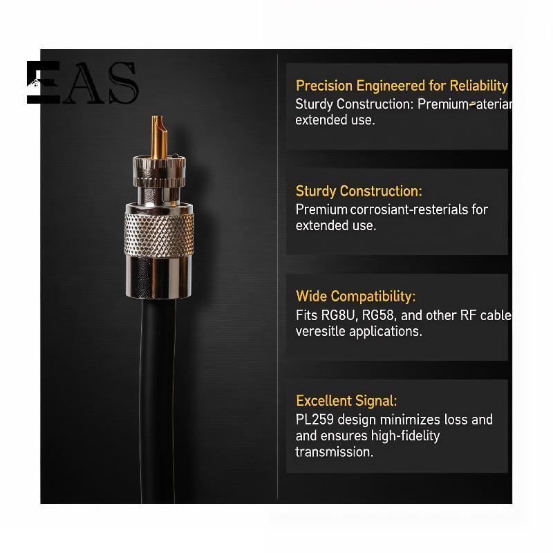 [EA] PL259 ตัวเชื่อมต่อบัดกรีพร้อมลดได้กับ RG8X RG213 สําหรับการถ่ายโอนข้อมูลสัญญาณที่เหนือกว่า TH