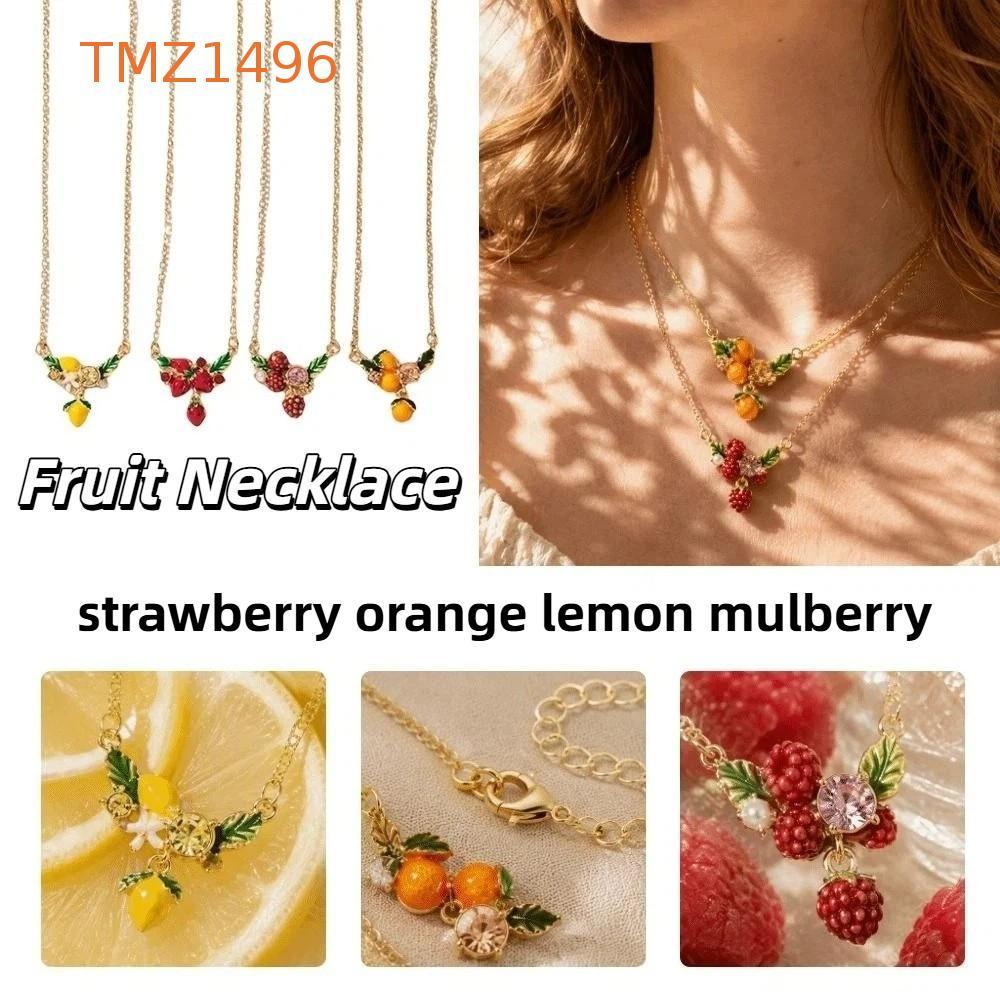 TMZ1496 สร้อยคอผลไม้, สตรอเบอร์รี่ผลไม้หม่อนเค้นคอ, มะนาวที่ซ้อนได้สนุกออกแบบผลไม้กระดูกไหปลาร้าโซ่ส