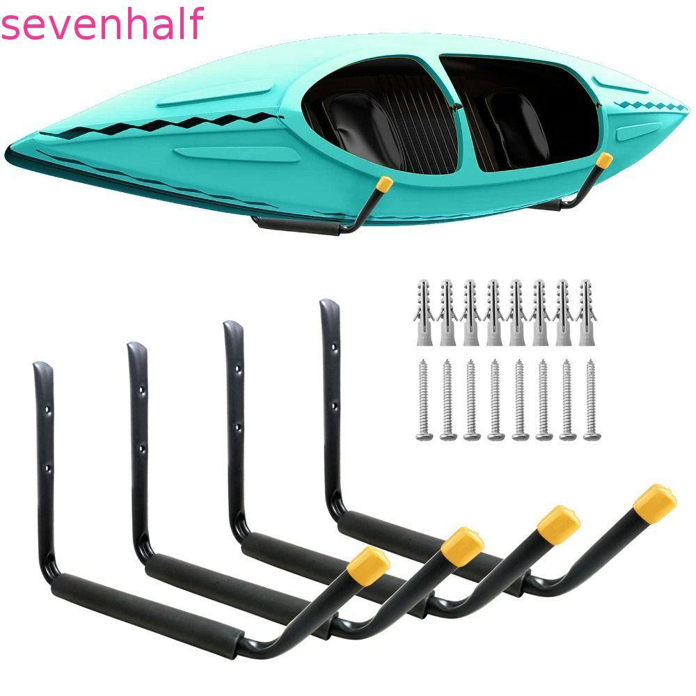 SEVENHALF Kayak Rack, ติดผนัง Heavy Duty Kayak แขวน, แขวนเครื่องมือสีดําแบบพกพาวงเล็บโรงรถ Kayak เก็