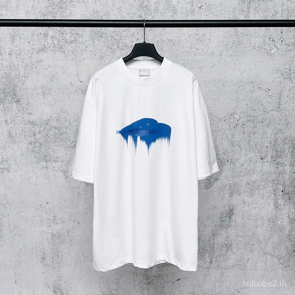 0HBV BL * G Home 26SS เย็บปักถักร้อย 3M พิมพ์รอบคอสบายๆแขนสั้นเสื้อยืดผู้ชายผู้หญิงสไตล์เดียวกัน
