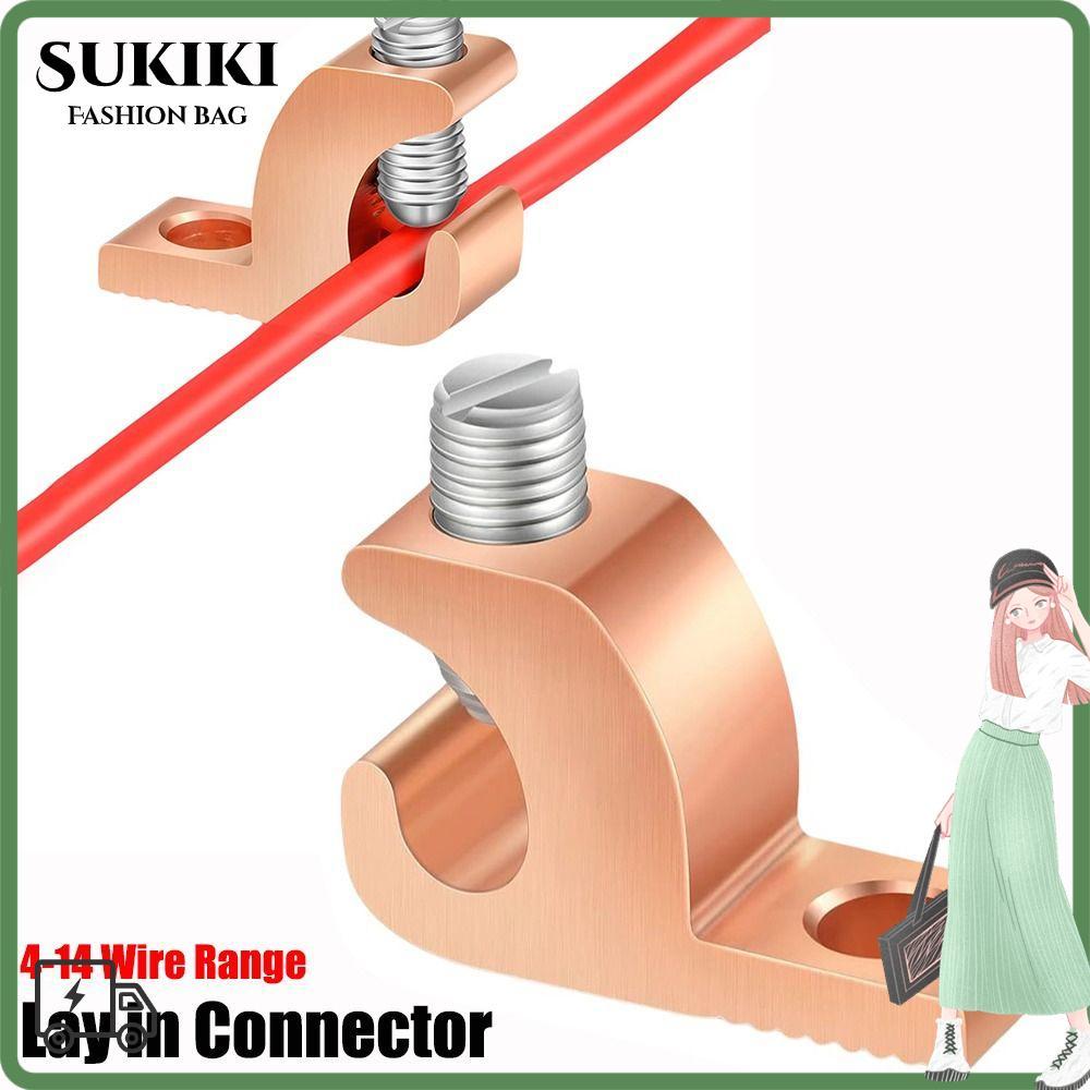 SUKIKI Lay in Connector, AWG 4-14 Wire Range Bonding Lug, Copper Lay in Lugs