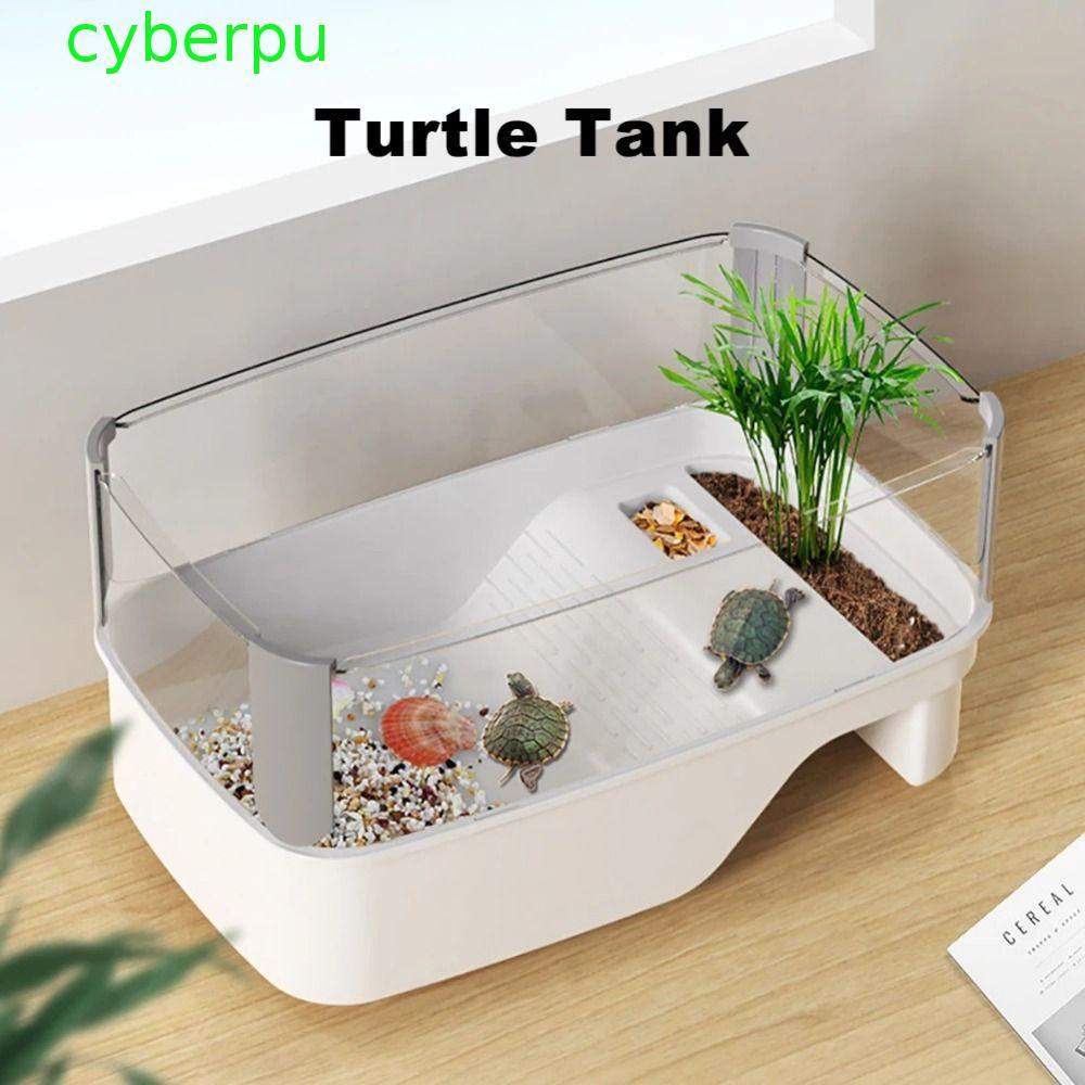 CYBERPULLSE Turtle Tank, Bask Platform Bottom Drain Turtle House, Durable Multi-function Area Planti