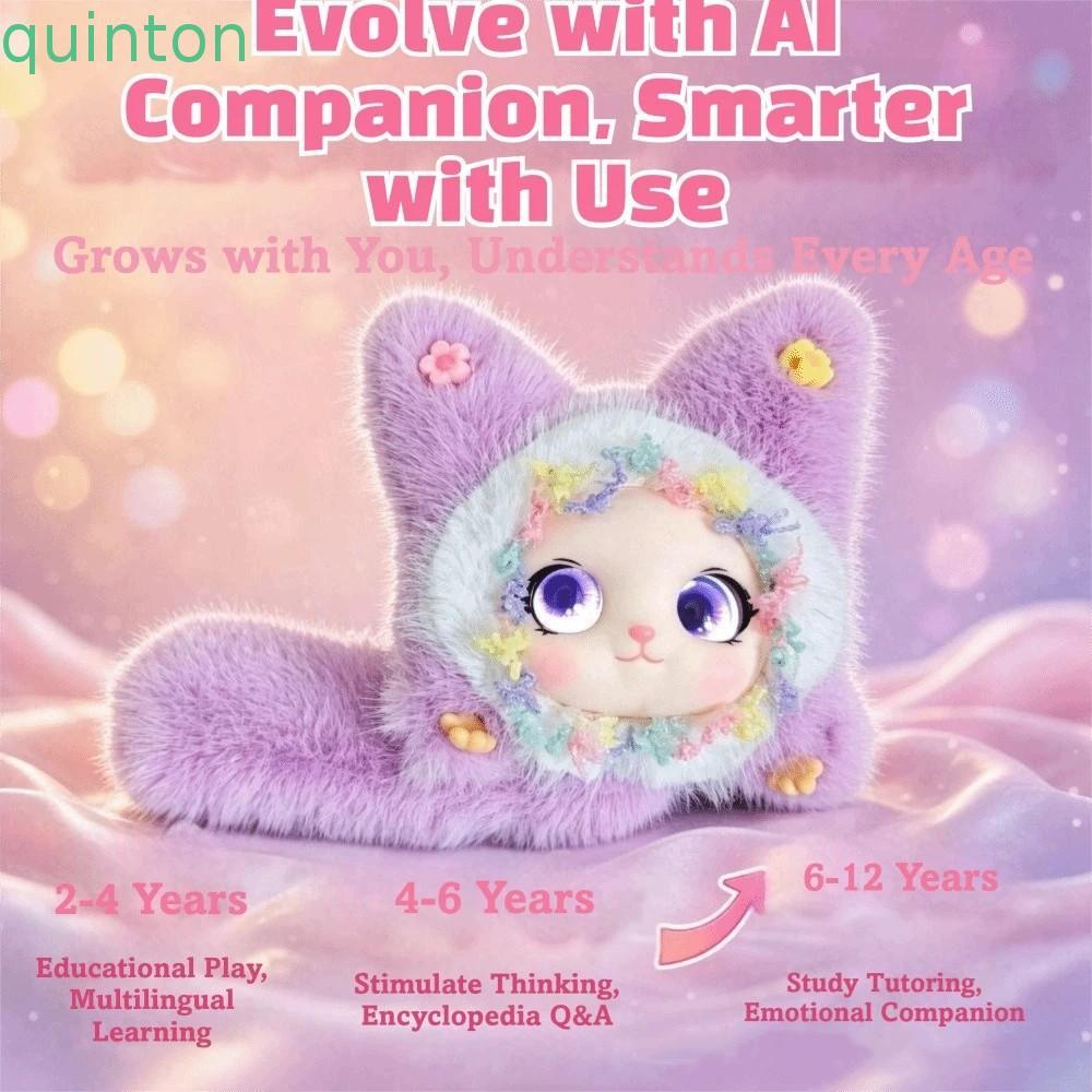 QUITON AI Cat Plush Toy, AI ต่อเนื่องบทสนทนาเสียงอัจฉริยะ AI Cat Spirit จี้, Relaxing Chat Winking I