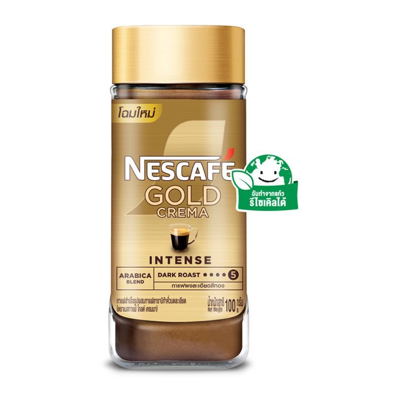เนสกาแฟโกลด์เครมมากาแฟสำเร็จรูปผสมกาแฟคั่วบดละเอียดขวด 100ก Nescafe Gold Crema Jar 100g [หมายเลขบาร์โค้ด 8850125086845 ]