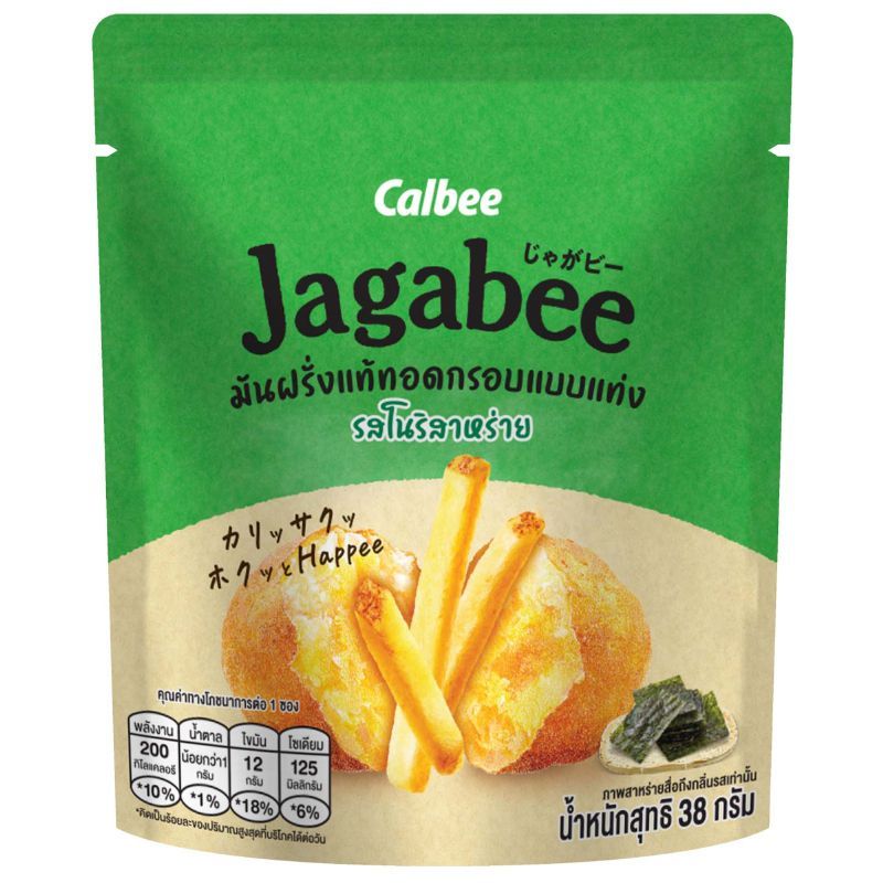 คาลบี้จากาบี้มันฝรั่งแท้ทอดกรอบแบบแท่งรสโนริสาหร่าย 38ก Calbee Jagabee NoriSeaweed 38g [หมายเลขบาร์โค้ด 8851016211018]