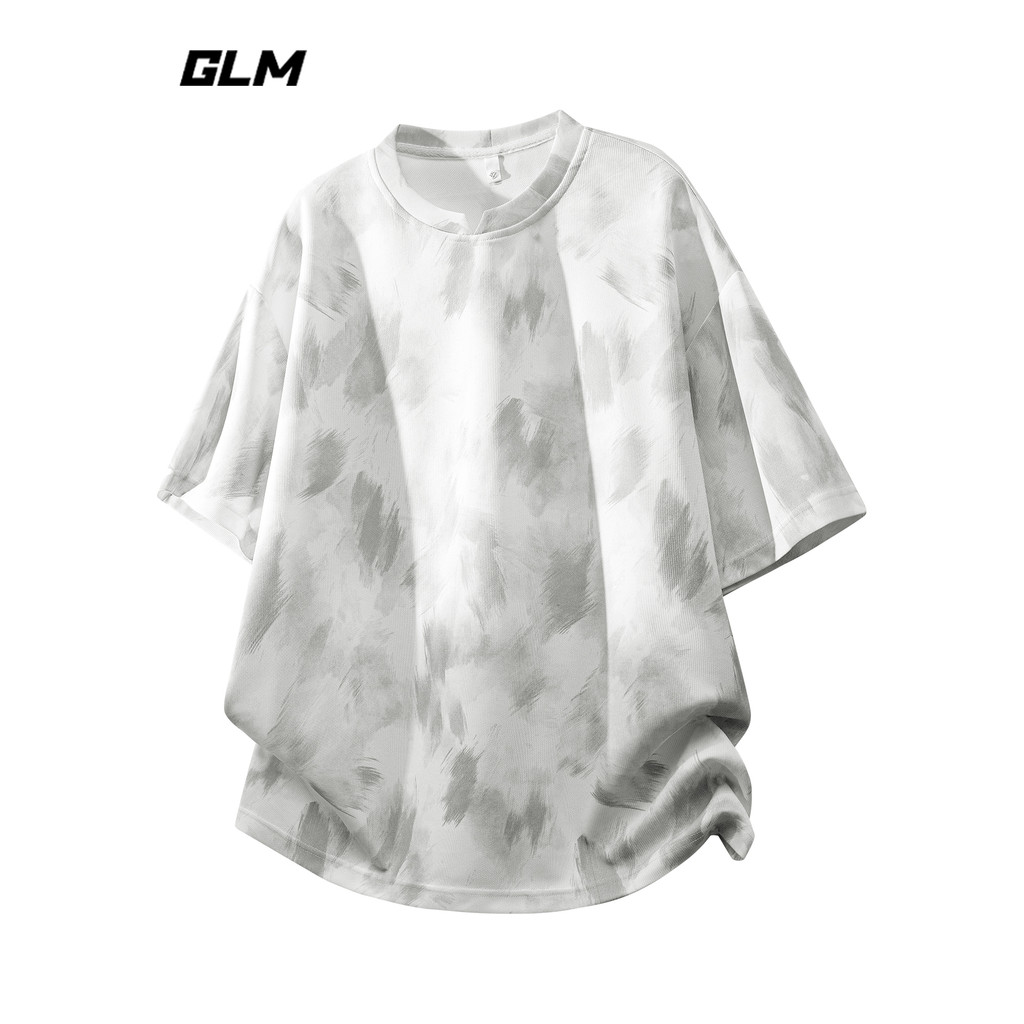 GLM อย่างเป็นทางการแท้แฟชั่น Street Wear สไตล์อเมริกัน Tie-Dye เสื้อยืดแขนสั้นผู้ชายหลวมรอบคอทั้งหมด