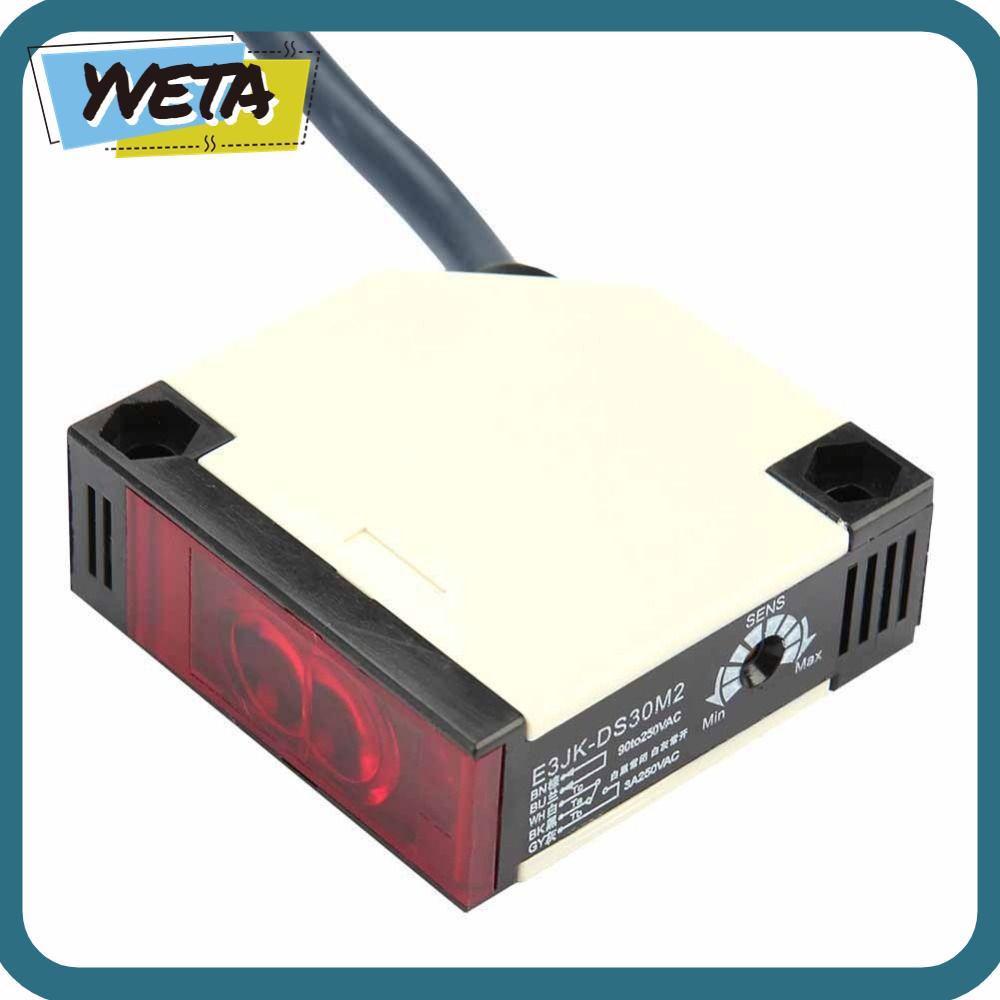 YVETA Photoelectric Sensor Switch, 30 ซม.ปกติปิด Specular Reflection Sensor, E3JK-DS30M2 2 M สาย 90-