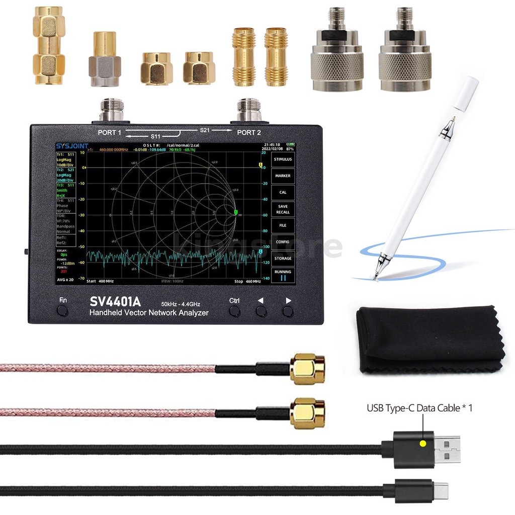 [New]เครื่องวิเคราะห์เครือข่ายเวกเตอร์ หน้าจอสัมผัส 7 นิ้ว 100db SV4401A 50KHz-4400MHz