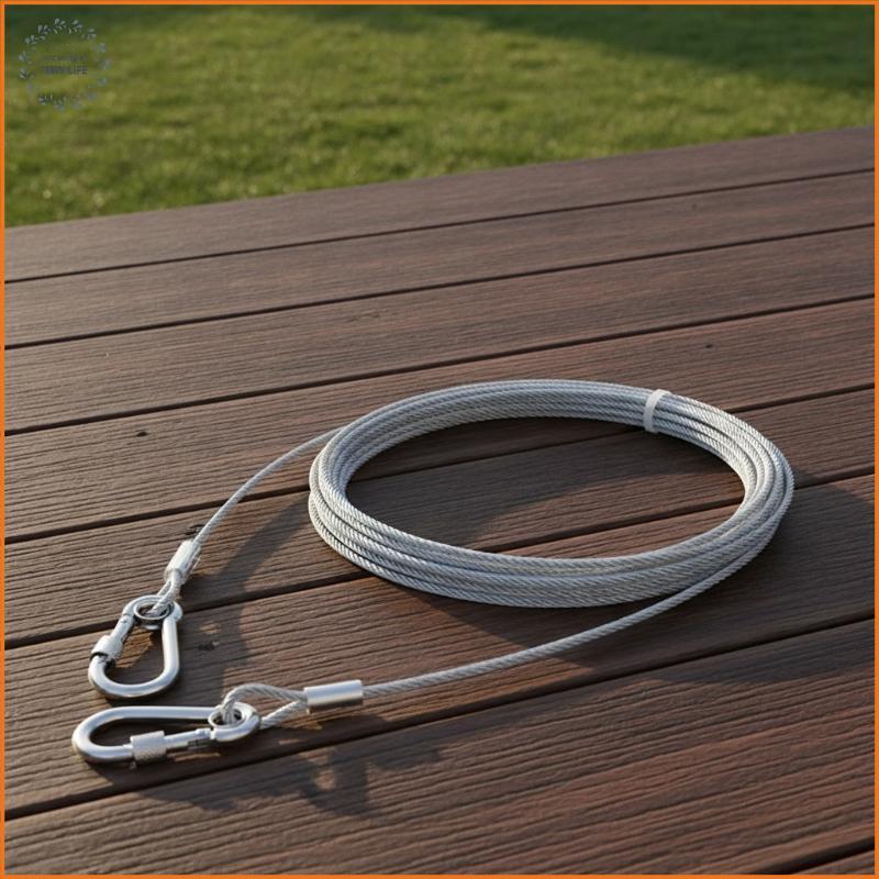 [LS] 2 ชิ้น Double-headed Dog Tie Out Cable Break Resistance Steel Dog Leash with Metal Bule for Dai