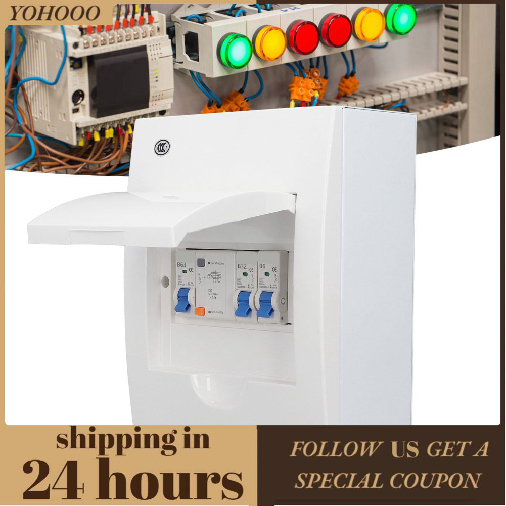 Yohooo กล่องกระจายในอาคาร 2 MCB(B6A+B32A) RCD(63A 1P+N) Way for Garage Factory UK Style 230V