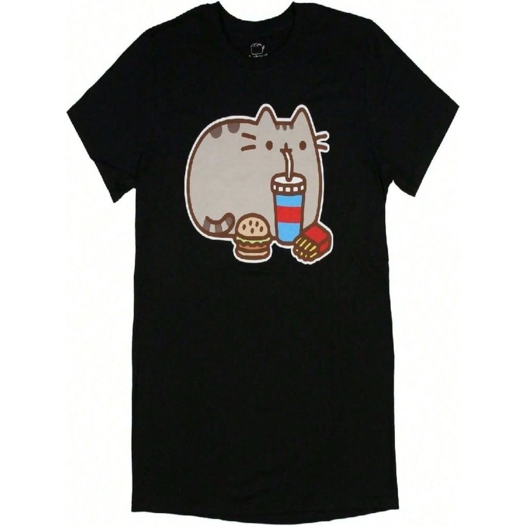 เสื้อยืดผู้ใหญ่ Pusheens The Cat Scooter - สีดําขนาดใหญ่