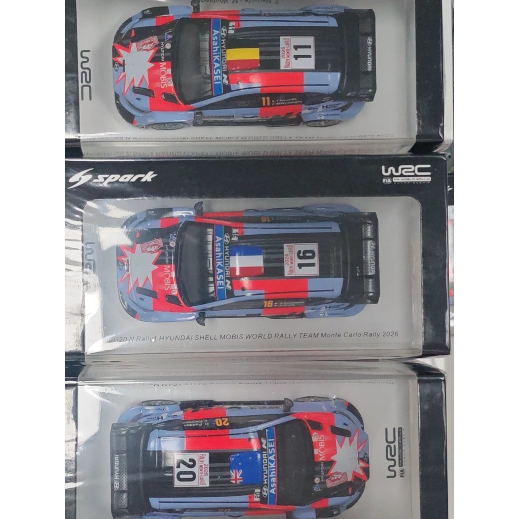 [คลังสินค้าพร้อม] spark 1: 43 HYUNDAI HYUNDAI i20n 2026 Monte Carlo Rally โมเดลรถโลหะผสม