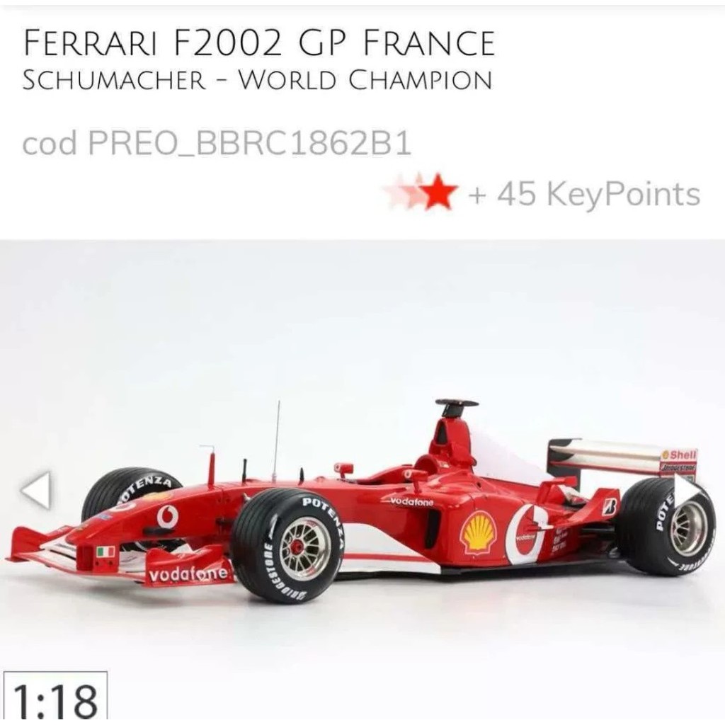 [คลังสินค้าพร้อม] BBR F2002 การแข่งขันรางวัลฝรั่งเศส Schumahe World Championship 1/18 Racing Model