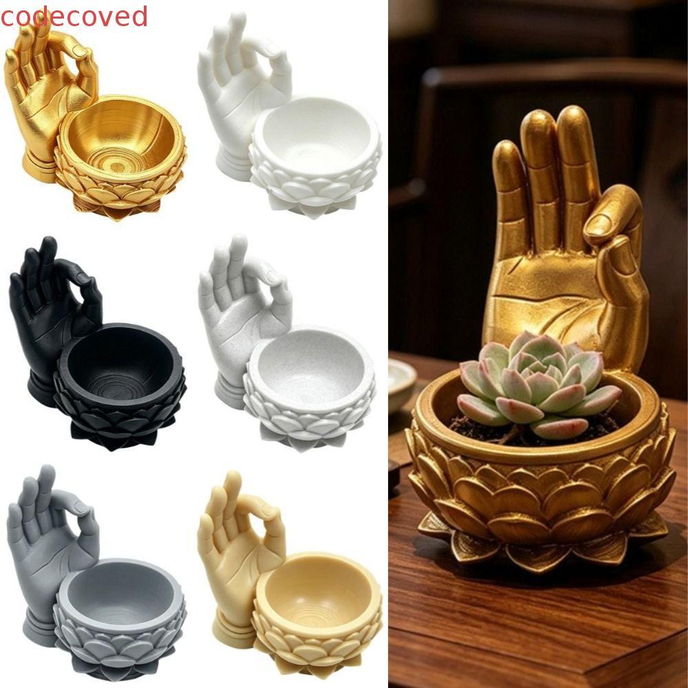 CODECOVED กระถางดอกไม้รูปดอกบัว, 3D พิมพ์ชาวไร่ฉ่ําสร้างสรรค์, หม้อตกแต่ง Ok มือตลกน้ําหนักเบา Zen ก