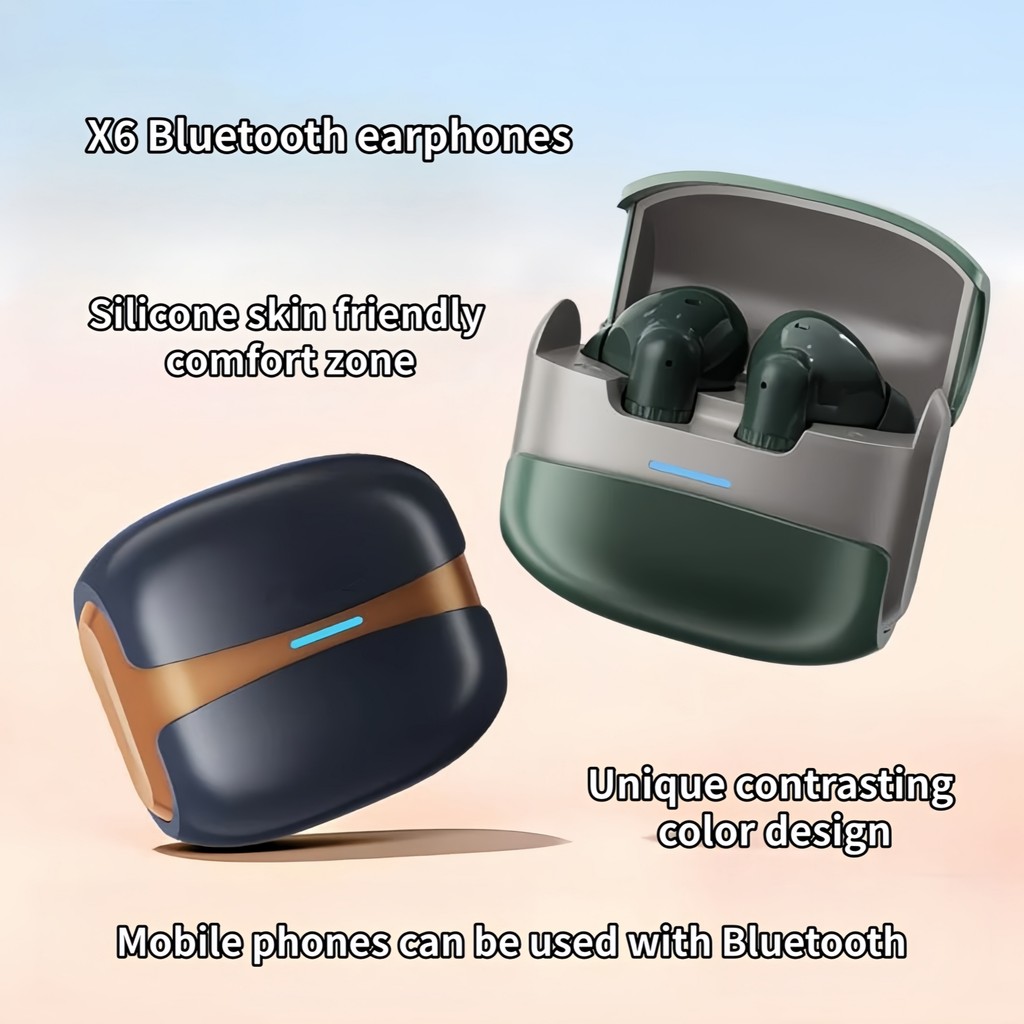 X6 In Ear หูฟังบลูทูธไร้สายพร้อมเคสพลิกเสียงเซอร์ราวด์ 3D สวมใส่สบายทุกวัน