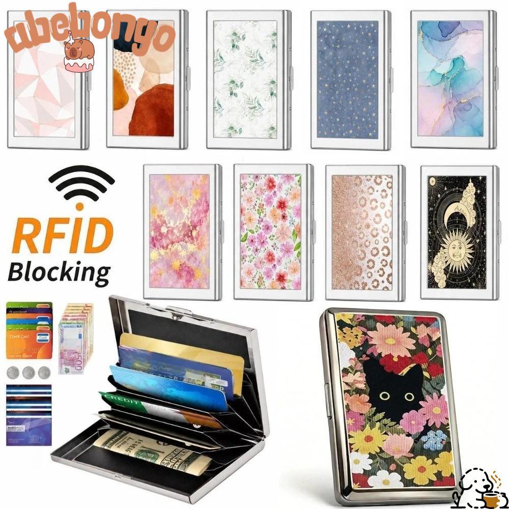ABEBONGOTF การ์ดวินเทจ, Easy Snap Multi-function Versatile Card & Cash, วัสดุโลหะหรูหรา Cat Pattern 