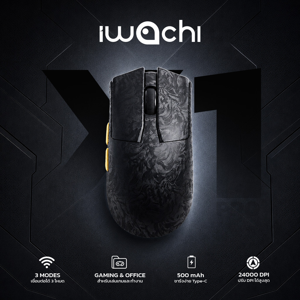 IWACHI เมาส์ไร้สาย Wireless Mouse X1PRO รองรับ 3 โหมดการเชื่อมต่อ (2.4G/Bluetooth/Type-C)