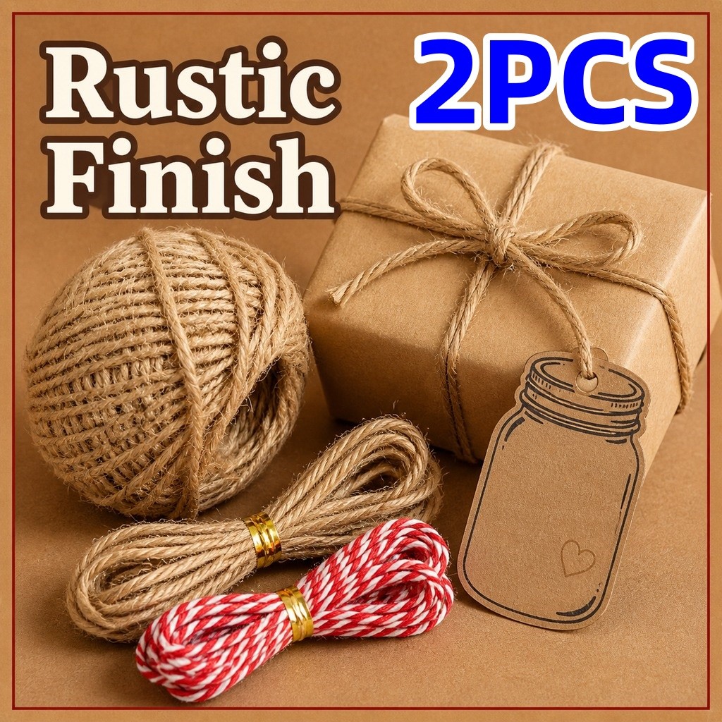 2PCS Craft twine สําหรับสมุดภาพหน้าเชิญการ์ดกระปุกป้ายและห่อของขวัญวันหยุด