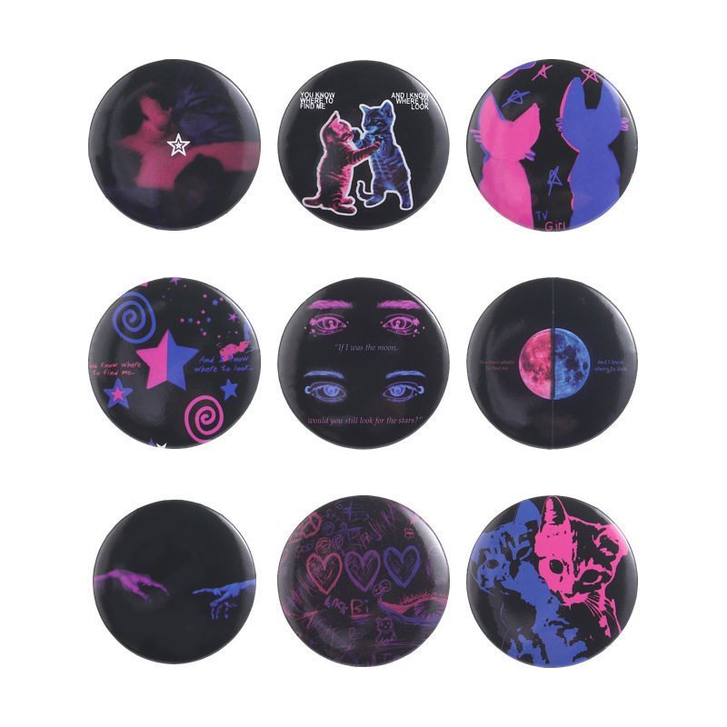 Creative Starry Sky Cat Bar Tinplate Heart Smudge สัตว์รอบ pin เข็มกลัด pin อุปกรณ์เสริม D1P0