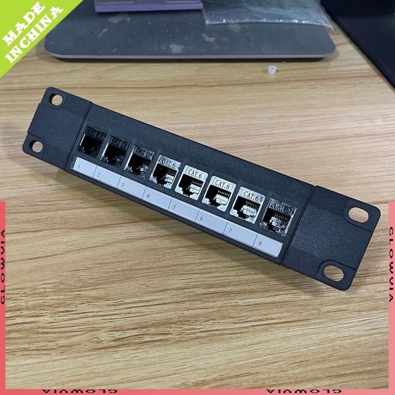 GLO 8-พอร์ตสําหรับCat 6 แผงแพทช์โล่RJ45 10Gพลาสติกพร้อมการติดฉลากรหัสสีสําหรับT568AและT568Bสายไฟ
