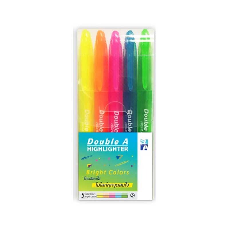 DOUBLE A ปากกาเน้นข้อความ DA Highlighter คละสี(แพ็ค5)