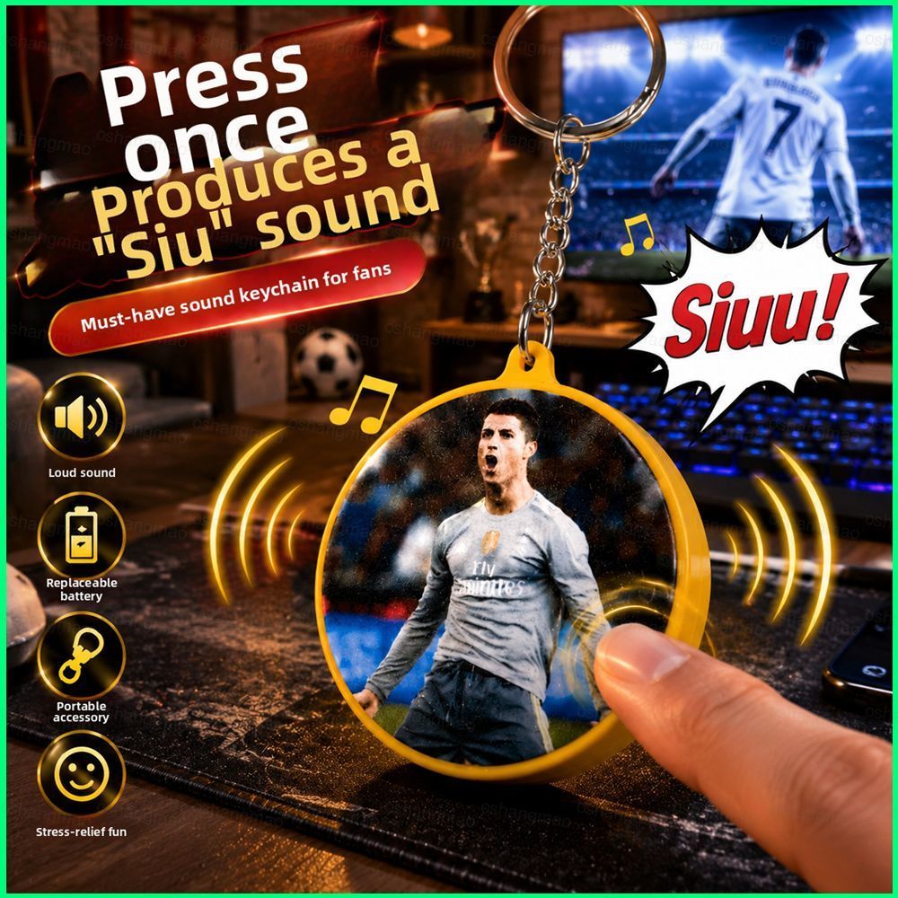 Cristiano Ronaldo SIU พวงกุญแจเสียงตลกปุ่มบรรเทาความเครียดของขวัญของเล่นสําหรับเพื่อนและแฟน