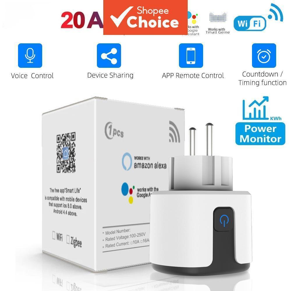 ปลั๊กไฟอัจฉริยะ AXUS 20A EU WiFi พร้อมฟังก์ชันตรวจสอบการใช้พลังงานและตั้งเวลา ควบคุมผ่านแอป รองรับการทํางานร่วมกับ Alexa/Google Home/SmartThings