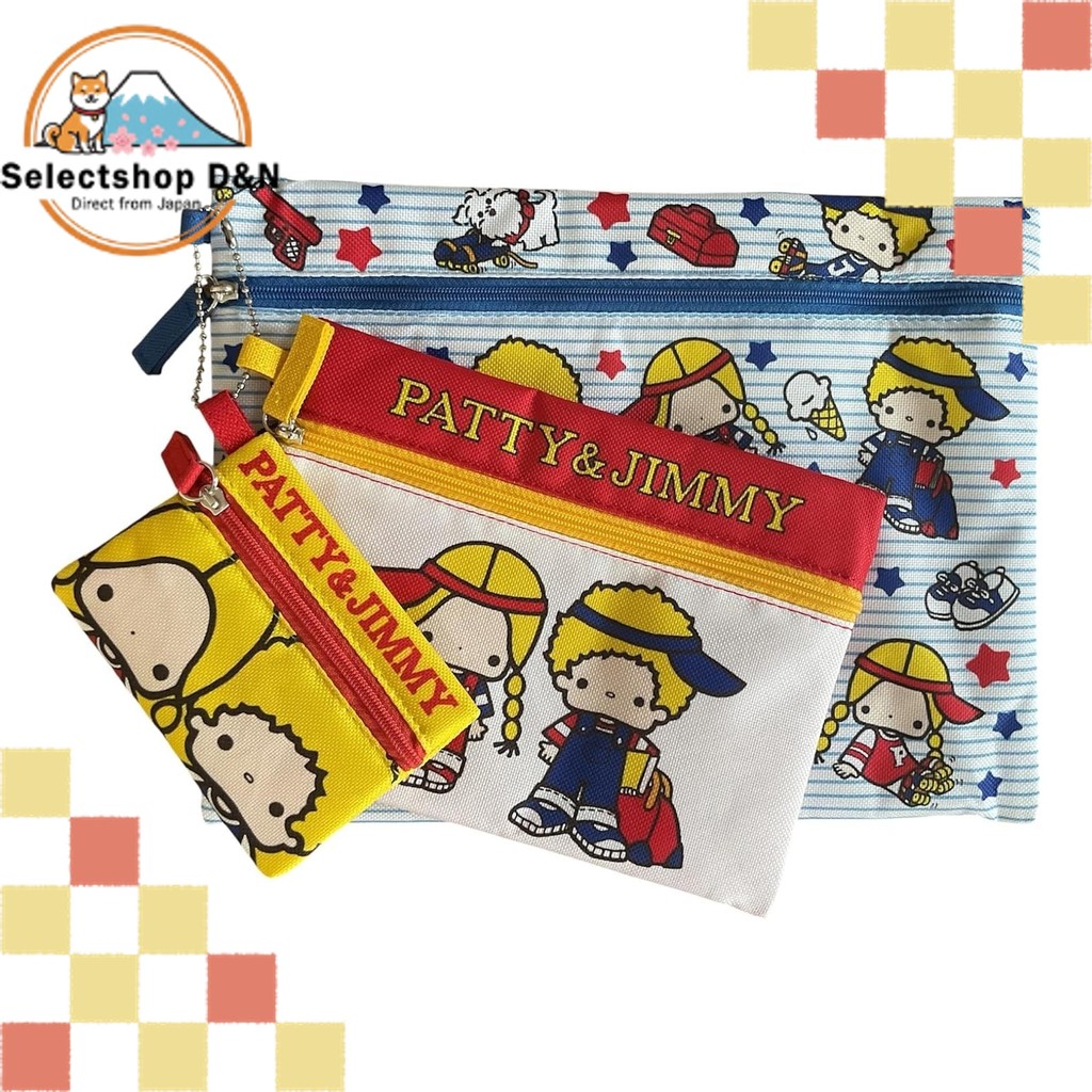 Marimo Craft Sanrio Active Series 3-Piece Pouch - Patty & Jimmy - Cute Small Item Storage Pouch for 