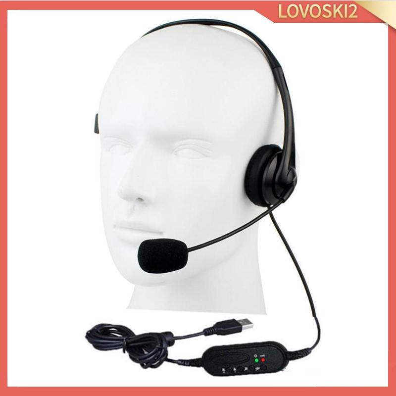[Lovoski2] HEADSET HEADPHONE พร้อมไมโครโฟน + ตัวควบคุมระดับเสียงสําหรับ PC LAPTOP NOISE CANCELLING