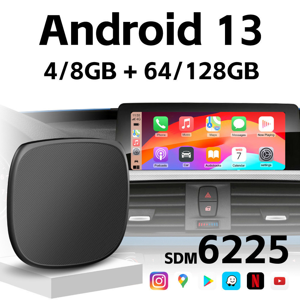 Android 13 carplay ai box 8 Core 8G+128G Qualcomm QCM6225 Apple Carplay Android auto Smart Box อะแดป
