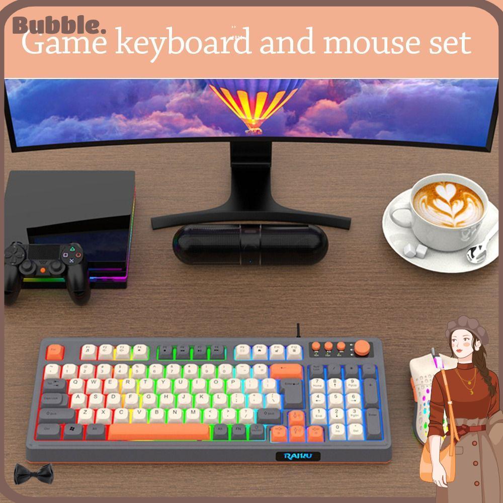 BUBBLE RAID T98 คีย์บอร์ด, คีย์บอร์ดเมาส์ชุด, การเชื่อมต่อ USB 98 เค้าโครงกุญแจสีรุ้งคีย์บอร์ดเกมกลส