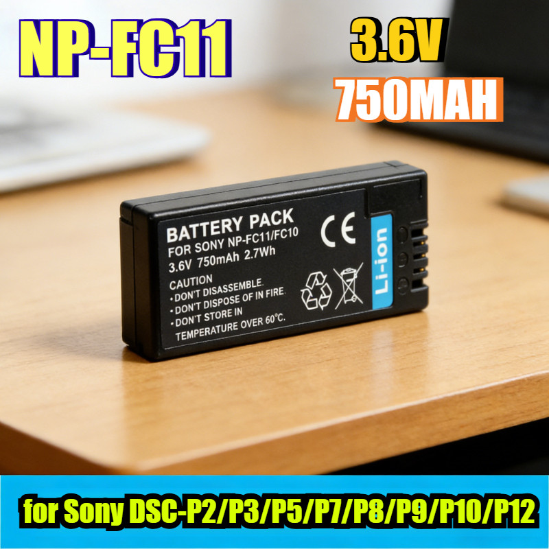 750mAh NP-FC11 แบตเตอรี่และเครื่องชาร์จ USB สําหรับ Sony DSC-P2/P3/P5/P7/P8/P9/P10/P12 ชาร์จ Li-ion 