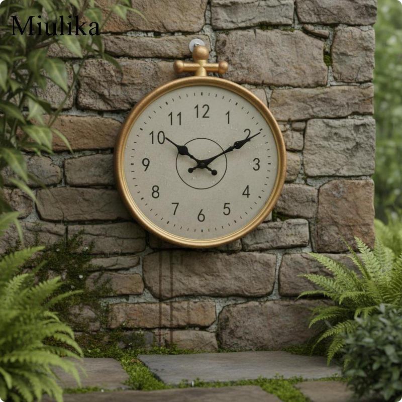 Miulika กันน้ํา Wall Timepiece กันน้ําตกแต่งบ้านตกแต่งบ้าน IP44 Timepiece อ่านง่ายสําหรับ Garden