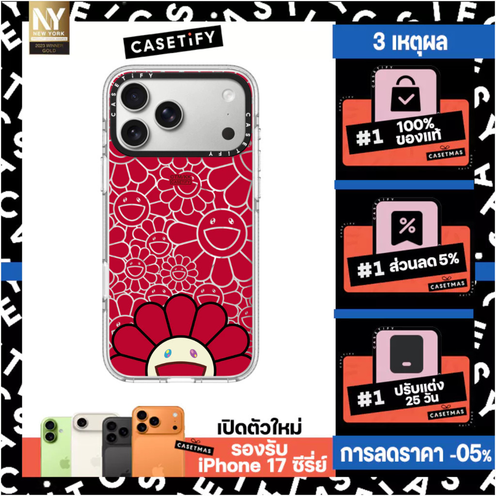 CASE CONNECTION  Case เคส IP 12-17 Pro Max TAKASHI MURAKAMI x  Case:SMILE (RED) ของแท้ 100%