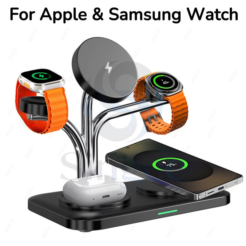 Singee 5 IN 1 Magnetic Wireless Charger Dual โทรศัพท์และนาฬิกาชาร์จสําหรับ iPhone 17 ~ 12 สําหรับ & 
