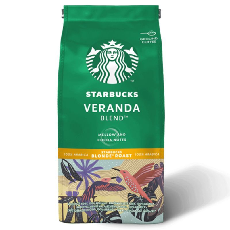 สตาร์บัคกาแฟคั่วบดวีรันด้าเบลนด์บอนด์โรสต์ 200กรัม Starbucks Coffee Roasted & Ground Veranda Blend Blonde 200g.