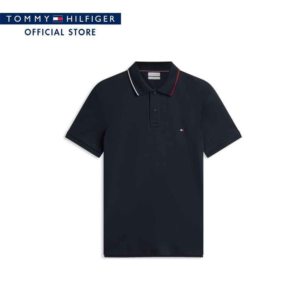 Tommy Hilfiger เสื้อโปโล ผู้ชาย รุ่น MW0MW43263 DW5 - สีน้ำเงิน ทรง Slim