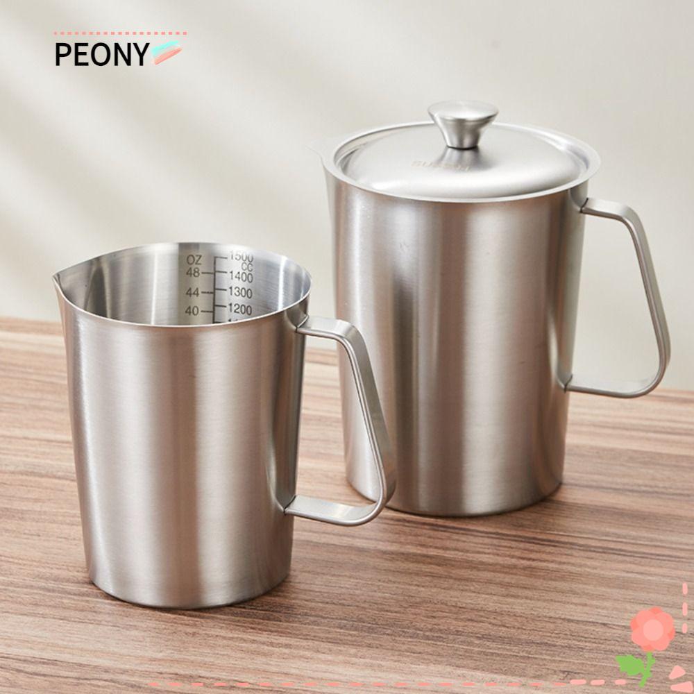PEONYPAVILION ถ้วยตวงพร้อมฝาปิด 304 สแตนเลสบีกเกอร์ในห้องปฏิบัติการความจุขนาดใหญ่หนาขนาดด้านในออกแบบ