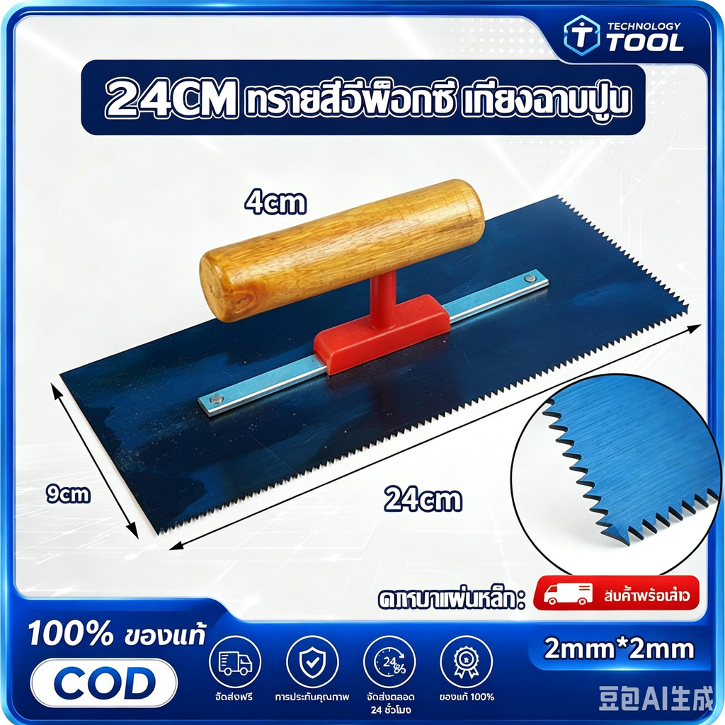 24cm*9cm เกรียงหวีสำหรับสีทาพื้นอีพ็อกซี่ผสมทรายลายหินอ่อน