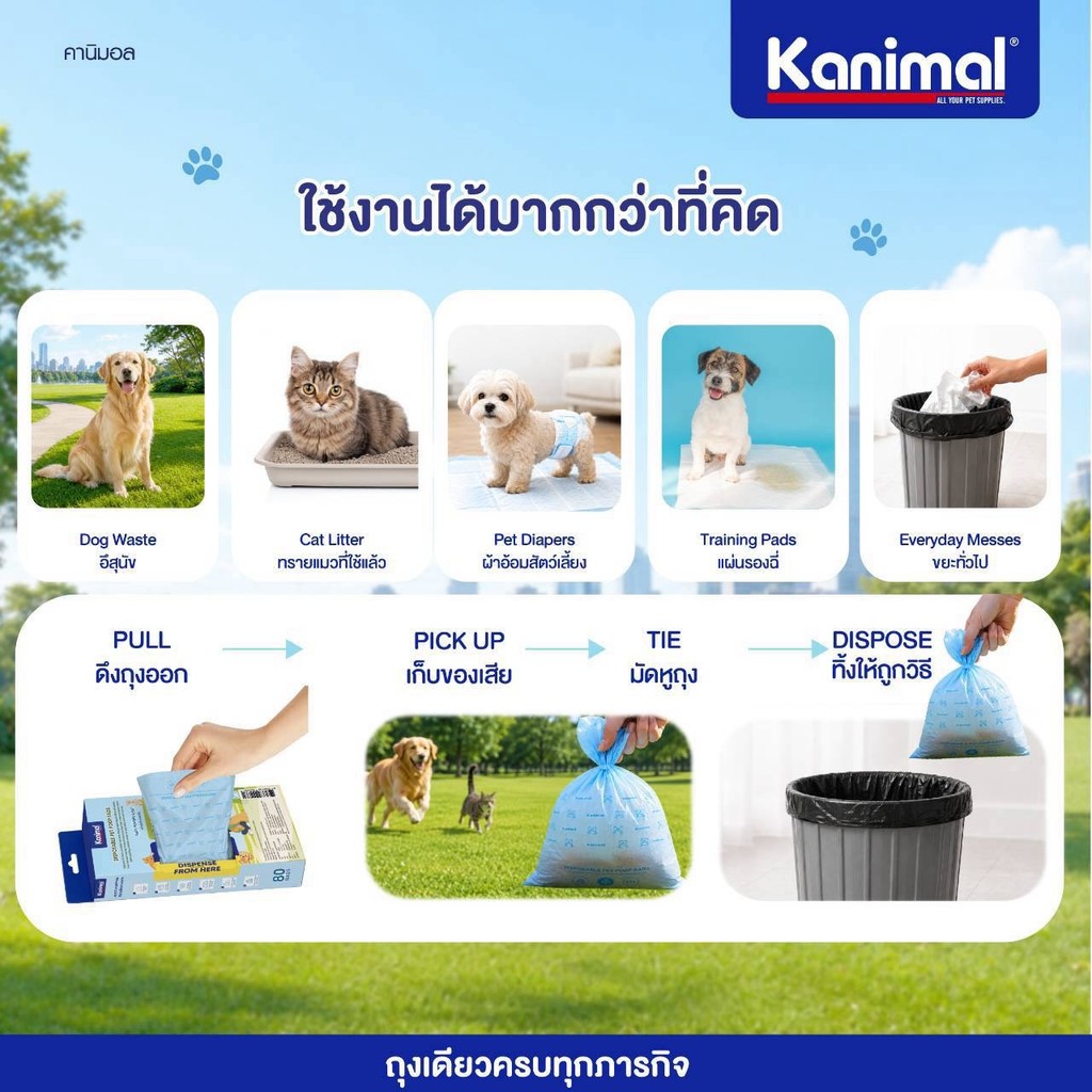 Kanimal أكياس فضلات بمقابض بعطر البودرة (80 كيس) — صورة 6
