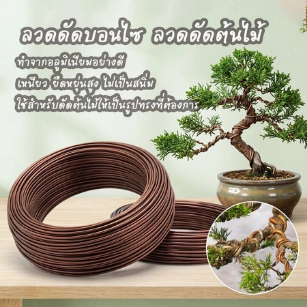 ลวดอลูมิเนียมดัดบอนไซต้นไม้ ลวดดัดบอนไซ เหนียว ยืดหยุ่น ไม่เป็นสนิม ลวดอลูมิเนียม 5สีให้เลือก ลวดดัดต้นไม้บอนไซ