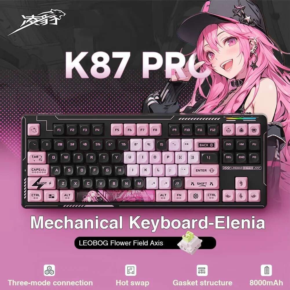 LINGBAO K87 PRO Gaming RGB Light Guide HotSwap ปะเก็น ESport Customisable Mechanical Keyboard ธีมอะน