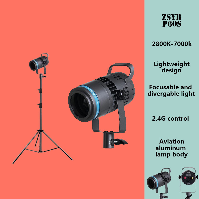 ZSYB P60S Hairline Light 50W 2800K7000K RGB Spotlight น้ําหนักเบาออกแบบการถ่ายภาพเติมแสงTH99 MB5O