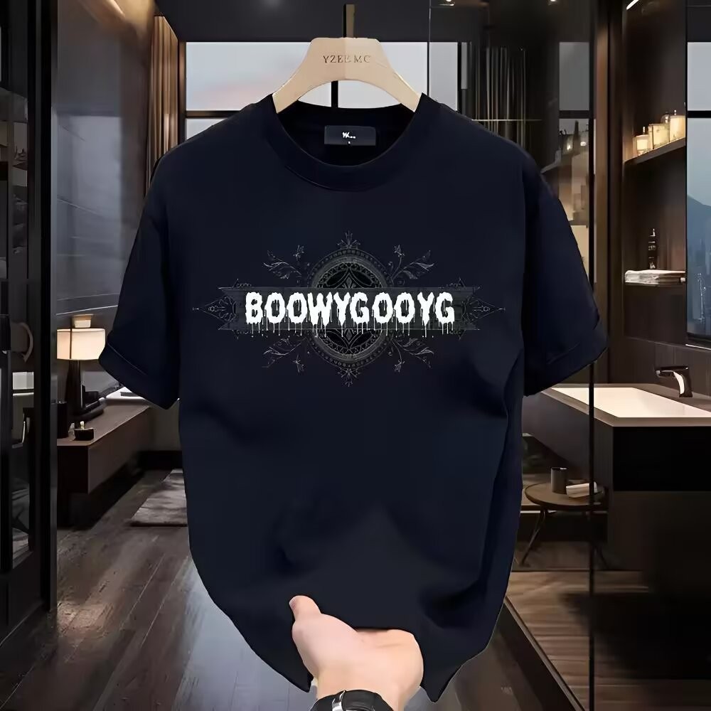 Trendy Korean Style New Men's Casual T-Shirt2025NEW Loose2025Short Sleeve T Simple T-shirt23Short Sl