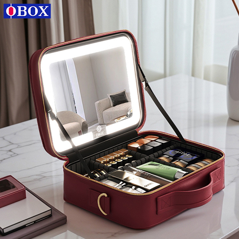 OBOX กระเป๋าแต่งหน้า LED กระจกส่องหน้า กระเป๋าแต่งหน้า OBOX กระเป๋าเจ้าสาว งานแต่งงาน กระเป๋าเพื่อนเ