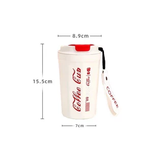 แก้วน้ำ 450ML มีฝาปิด เก็บความเย็นความร้อน แถมสายคล้อง เก็บความเย็นได้ยาวนาน24ชม. สแตนเลส พกพาสะดวก T01247