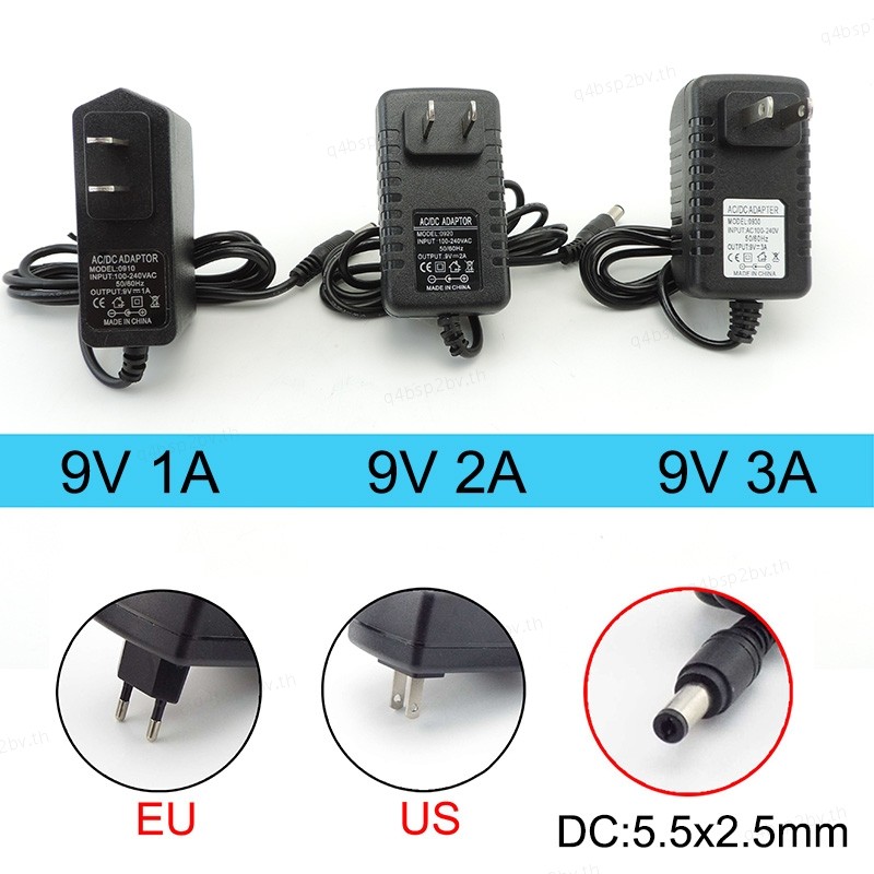 AC 110V 220V ถึง DC 9V 1A 2A 3A 9V2A 9V1A อะแดปเตอร์ EU US 1000ma 2000ma 3000ma Converter Charger สําหรับเราเตอร์ 5.5x2.5 มม.TH4B