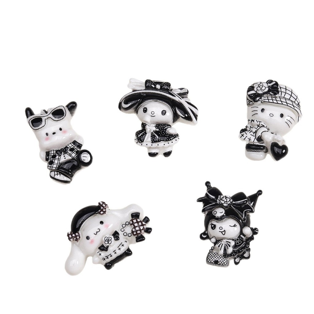 [3#][1-2pcs/bag]อุปกรณ์เสริมเรซิ่นขนาดเล็ก สีดำและสีขาว สำหรับตกแต่งพวงกุญแจ, เข็มขัด, และโทรศัพท์ - รูปที่ 3