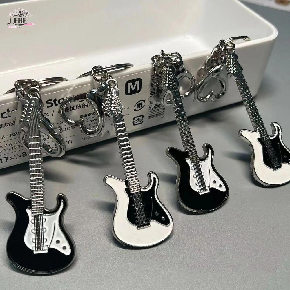 JEREMY1 พวงกุญแจกีตาร์, พวงกุญแจกีตาร์ Y2k, พวงกุญแจ Star Fashion Cool เครื่องดนตรีพวงกุญแจจี้กระเป๋