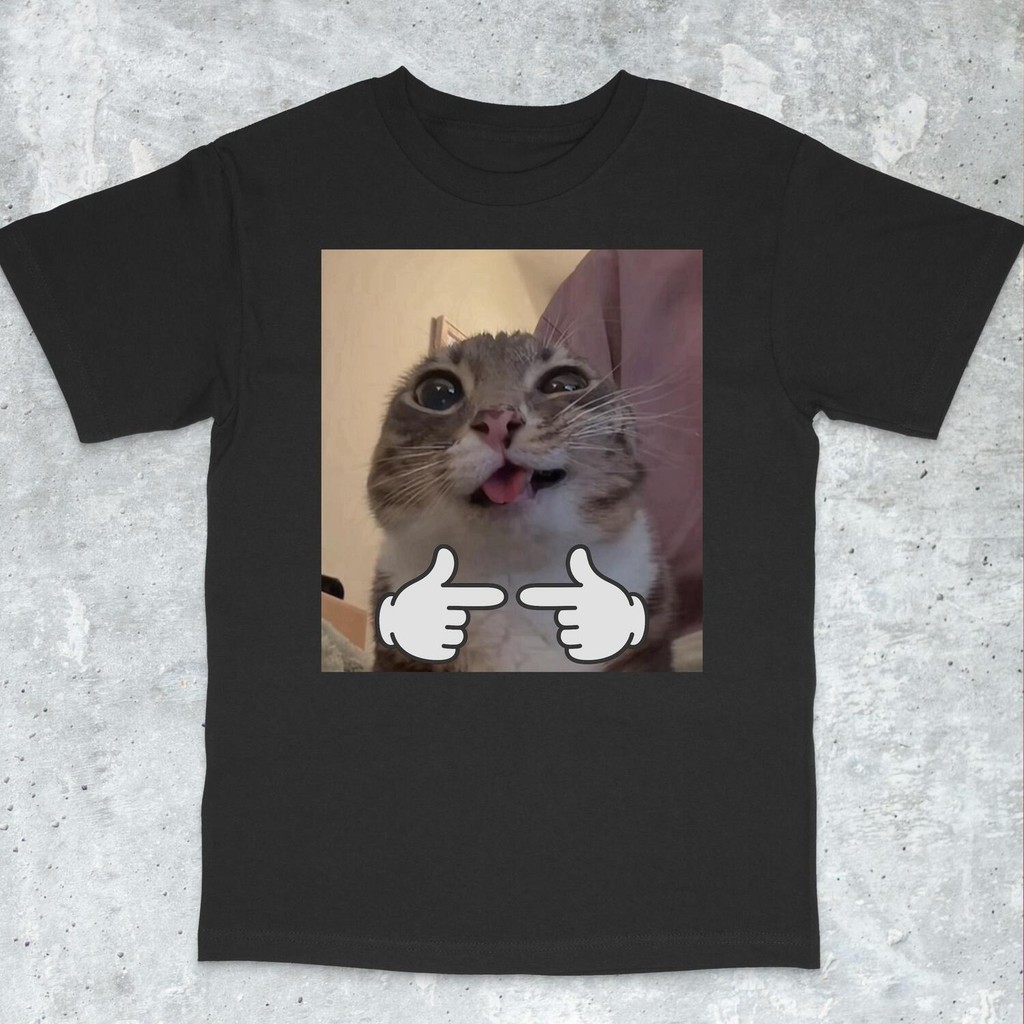 Cat Mewing Cursed Dilly Dally Baju เสื้อยืดผ้าฝ้าย 100% Unisex Goofy Dumb Fid Meme Casual Tee